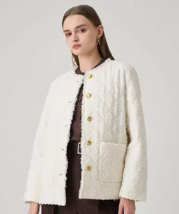 ANAYI 아나이 이번 시즌 신상 플래그 트위드 퀼팅 코트