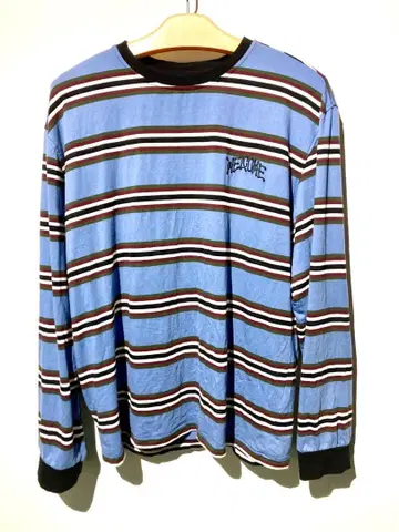 WELCOME 웨일컴 보더 무늬 긴팔 T셔츠 롱T 빅 사이즈