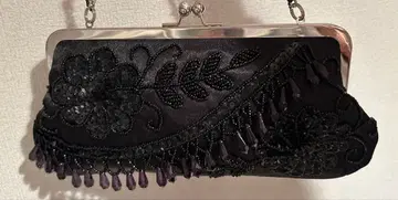 [ 새상품급 ] 럭셔리 비즈 장식 블랙 파티 백