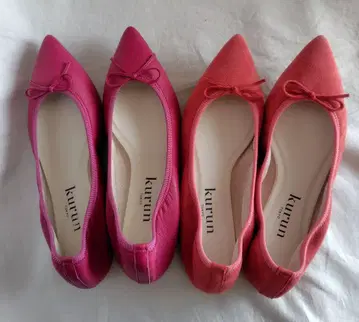 2세트 쿠루토 도쿄 스틸레토 발레 슈즈 핑크 오렌지