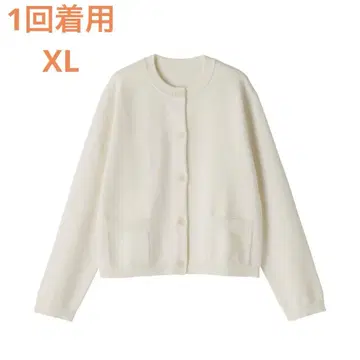 MUJI 워셔블 니트 크루넥 가디건 여성 XL 오프화이트