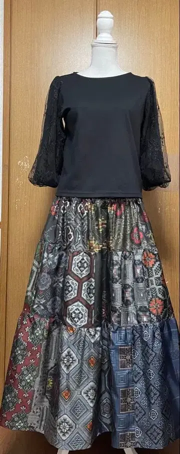 기모노 리메이크 무라야마 오시마 패치워크 캉캉 스커트