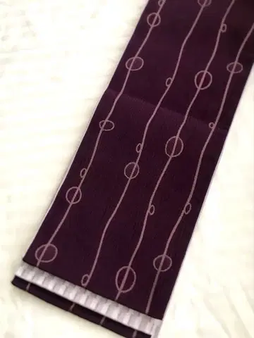 컨디션 최상 반폭 오비 리버서블 짙은 보라색 순수 실크 등나무색