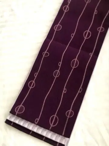 컨디션 최상 반폭 오비 리버서블 짙은 보라색 순수 실크 등나무색