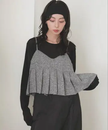 [ 주말 한정 가격 ] LIAN 트위드 플리츠 뷔스티에 [ Gray ]