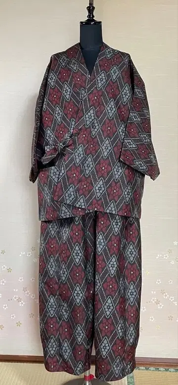 기모노 리메이크 옷감 무라야마 오지마 셋업 사부이 상의 한텐 팬츠