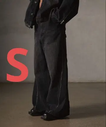 [ GRANCY ] 지퍼 디자인 배기 데님 팬츠 S