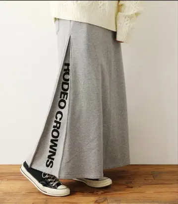RODEROWNS 사이드 로고 맥시 스커트 그레이 맨투맨 스커트