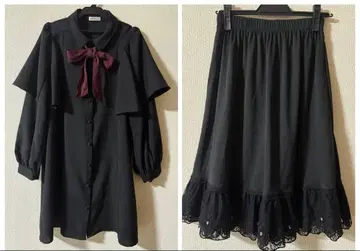 axes femme 케이프 디자인 원피스 x 페치 스커트 2종 세트