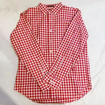 랜즈엔드 LANDS'END 깅엄 체크 빨간색 긴팔 셔츠 M 사이즈