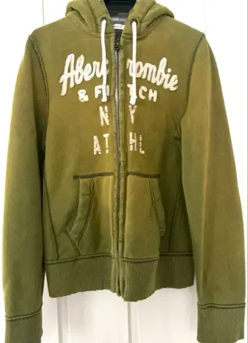 Abercrombie & Fitch 풀 지퍼 후드티 올리브 그린