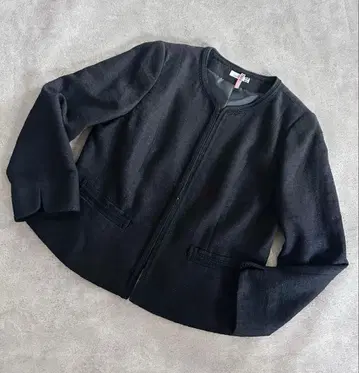 이토킨 eur3 트위드 노카라 자켓 XL 블랙 13호