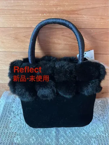 Reflect 퍼 핸드백 리본 포함 블랙