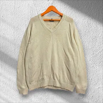[ 90s USA제 ] 랜즈엔드 코튼 니트 아이보리 빅 [ A163 ]