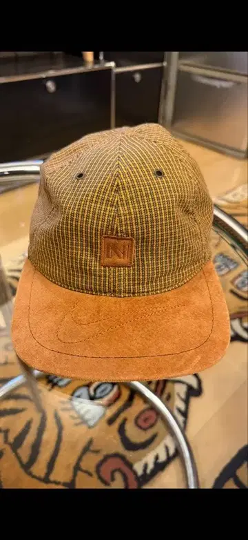 USA제 90s NIKE 빈티지 캡 스웨이드 x 브라운 계열 체크