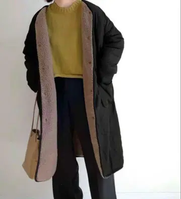 자켓 노카라 자켓 리버서블 보아 & 노카라 퀼팅 코트