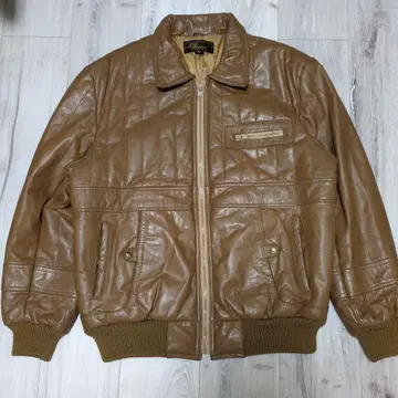 90s SAN MIRAGE 레더 봄버 자켓 퀼팅 브라운