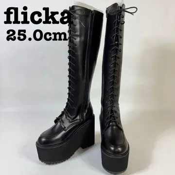 [ 재고 처분품 ] flicka 롱 부츠 25.0cm 레이스업 통굽