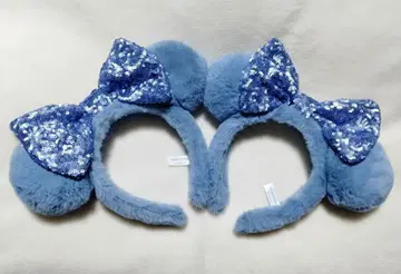 [페어] 디즈니 미니 블루 스카이블루 퍼 머리띠 2개 세트