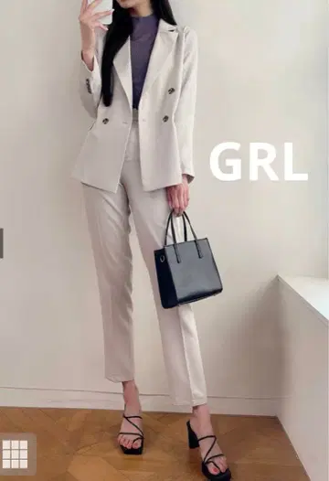 베이지 더블 브레스트 자켓 팬츠 셋업