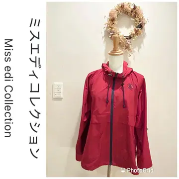 Miss edi Collection 후드 부착 빨간색 점퍼, 블루종