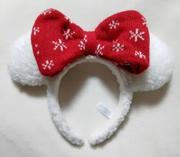 디즈니 미니 스노우스노우 머리띠 크리스마스 니트 리본