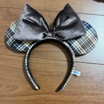 디즈니 머리띠 체크 브라운