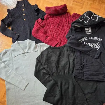 여성용 겨울 상품 니트 묶음 판매 오프숄더 갸루 원피스 스웨터