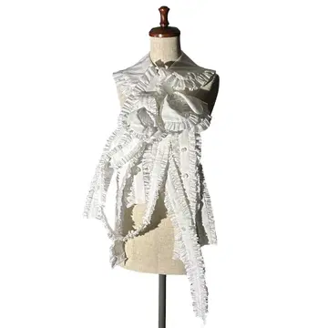 24SS 프릴 둥근 카라 하네스 탈착식 옷깃 화이트