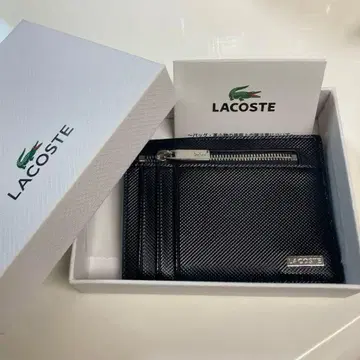 LACOSTE 프래그먼트 케이스 접이식 지갑 블랙 블루