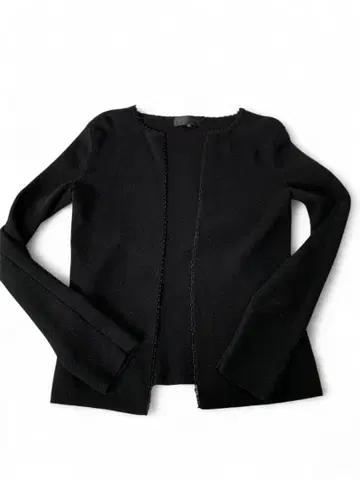 울 100 UNTITLED 언타이틀 블랙 비즈 트리밍 가디건 M