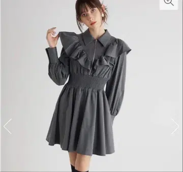 rienda 프론트 ZIP 프릴 미니 SH 원피스