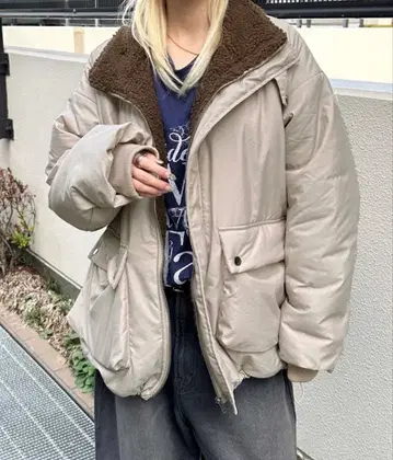 sedacle 세다클 빅 실루엣 나일론 포켓 보아 블루종 베이지