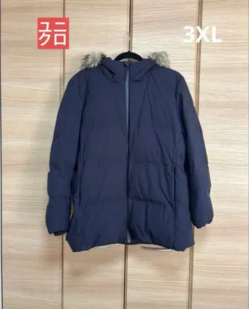 유니클로 심리스 다운 후드티 3XL 네이비 아우터 UNIQLO