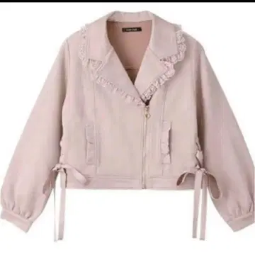 L 사이즈 지뢰계 양산형 핑크 리본 레이스업 라이더 자켓