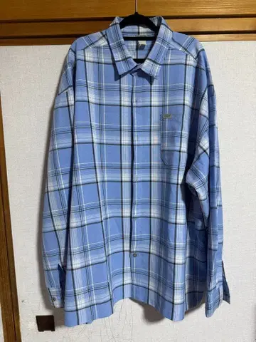 5XL 칼탑 CALTOP 파랑 체크 남성용 긴팔 셔츠 가슴 포켓 부착