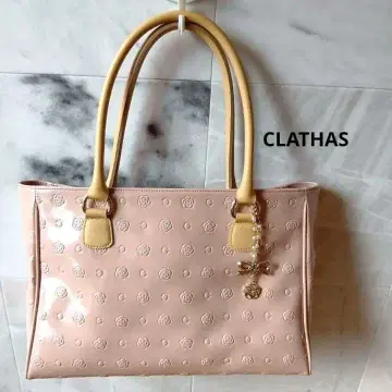 클레이사스 CLATHAS 토트백 숄더 꽃무늬 에나멜 핑크 A4