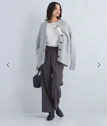 green label relaxing 알파카 샤기 V넥 가디건 F