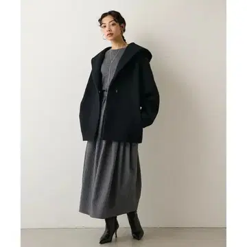 Whim Gazette 멜린프 후디드 코트 블랙