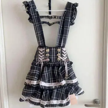 Liz Lisa 사다리 리본 체크 티어드 치마바지