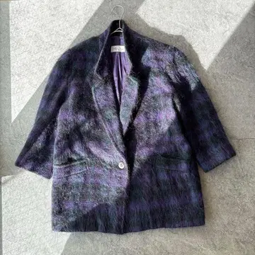 [ 해외 Vintage ] 80s 모헤어 샤기 체크 자켓 Japan