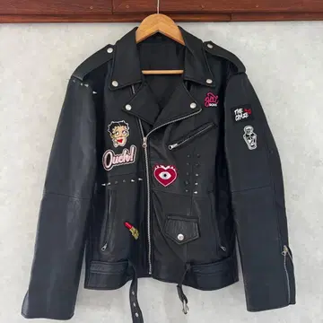 베티 붑 천연 가죽 가죽 자켓 라이더 자켓 새상품급 한정판