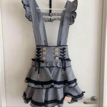 Liz Lisa 사다리 리본 체크 티어드 치마바지