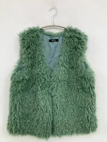 구제 의류 민트 그린 퍼 베스트