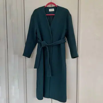 프레이 아이디 다크 그린 롱 코트 허리 리본