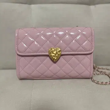 질스튜어트 하트 네이비 체인 미니백 핑크 숄더백