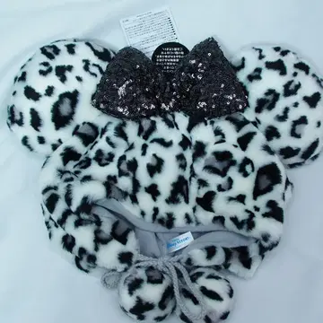 미니 미니 마우스 폼폼 포함 레오파드 무늬 팬캡 화이트