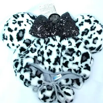 미니 미니 마우스 폼폼 포함 레오파드 무늬 팬캡 화이트