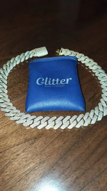 Glitter 골드 체인 목걸이 파우치 포함