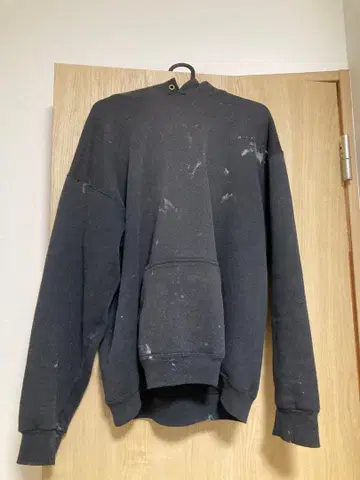 러셀 후드티 블랙 후드 부착 구제 의류 페인트 얼룩 페이드